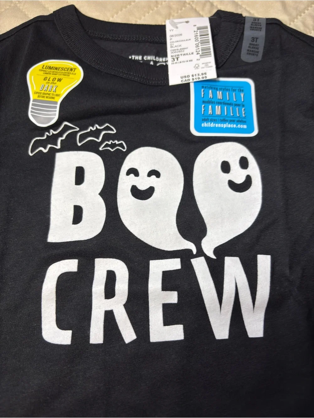 Children’s Place 2T Glow in the Dark Boo Crew tee
